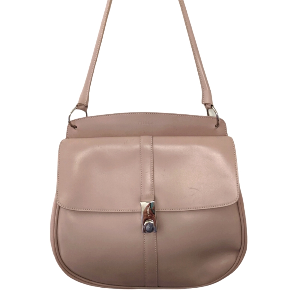 Furla Vintage Top Handle Purse Mauve Light Pink